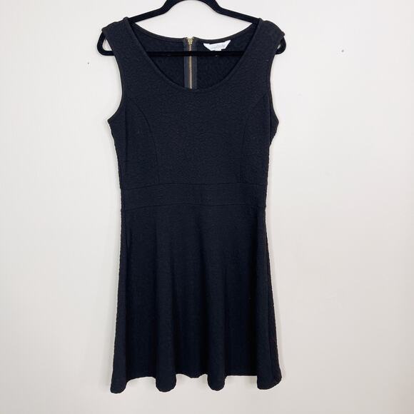 Charming Charlie Medium Black Jacquard Knit Sleeveless Dress Fit and Flare Mini - Picture 1 of 9